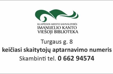 Keitėsi skaitytojų aptarnavimo ir bibliotekos administracijos telefonų numeriai